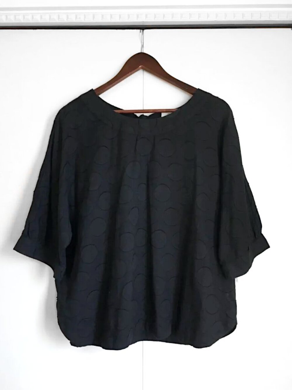 Smile Clothing NZ Polka Dot Texture 100% Cotton Tie Neck Top Size XL 🖤